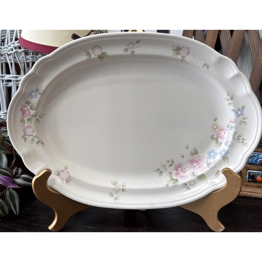 VINTAGE PFALTZGRAFF TEA ROSE OVAL LARGE SERVING TRAY PLATTER USA 14.5'' x‎ 10''